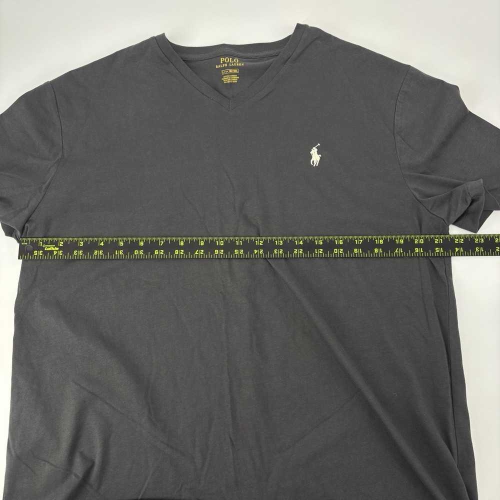 Polo Ralph Lauren Gray V Neck T Shirt Short Sleeve Men's Large Pony Logo - Picture 8 of 9